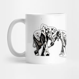 bull elephants  fighting Mug